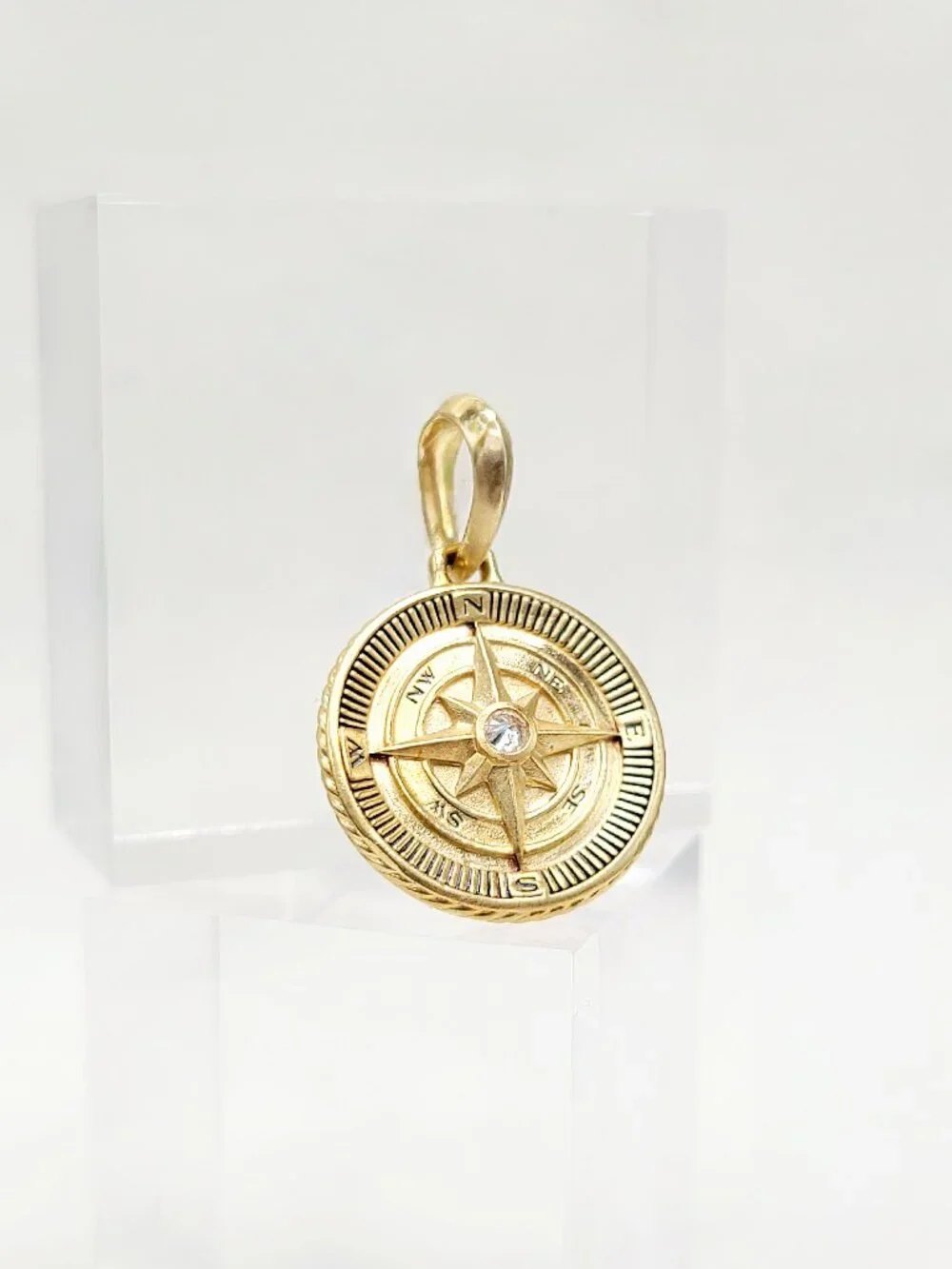David Yurman Maritime Compass Amulet in 18K Yellow Gold w/ Center Diamond - 20mm